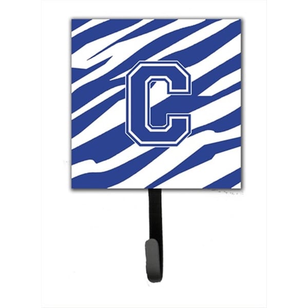 Carolines Treasures Letter C Initial Tiger Stripe Blue And White Leash Holder Or Key Hook CJ1034-CSH4 - main